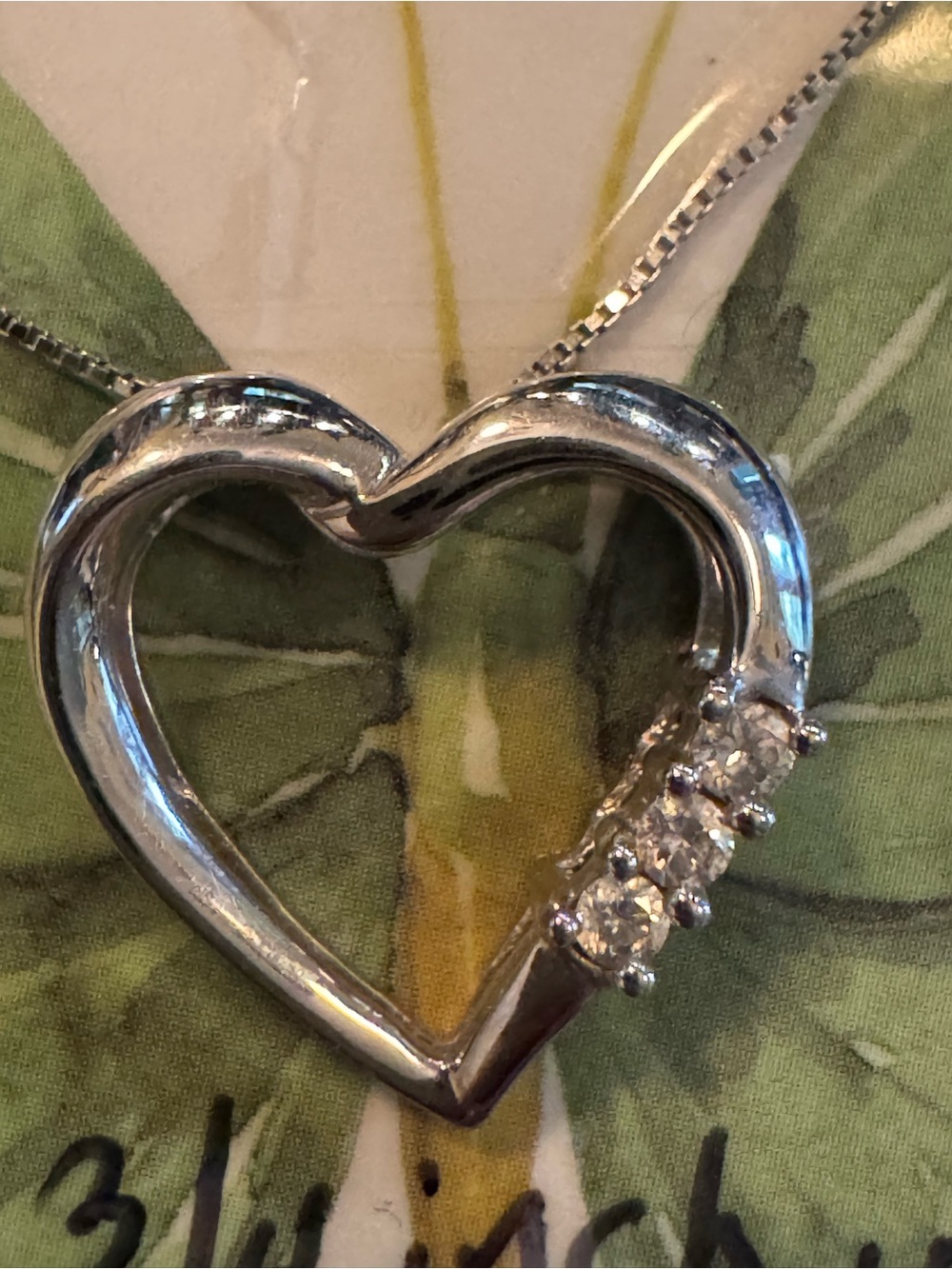 14k white gold authentic diamonds w box chain stamp acid tested